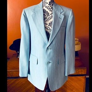 Vintage 1960s Oxford House Suit Jacket Blazer Blue/White Pinstripe Amalgamated